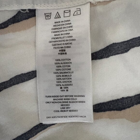 MICHAEL Michael Kors Women's Wavy Print Cotton Button Up Shirt White Tan Black S - Picture 6 of 10